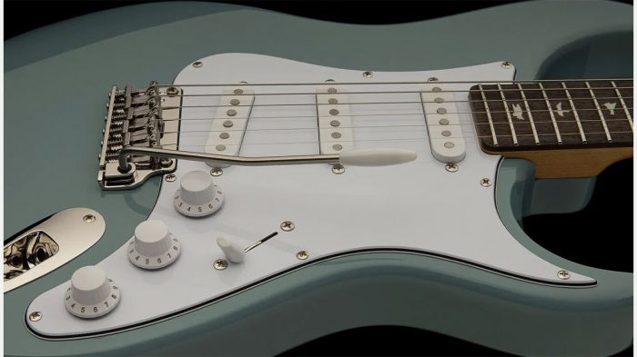 Electric guitar showing pickups